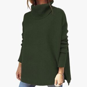 LILLUSORY Green Turtleneck Oversized Sweater Size XL